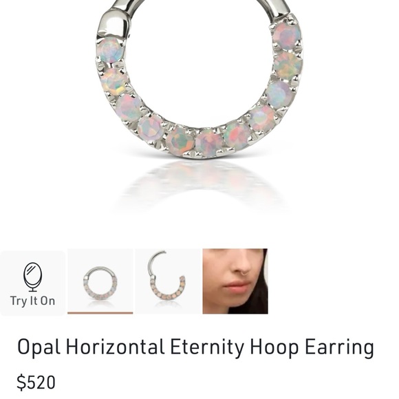 Maria Tash - White Gold Opal Horizontal Eternity Hoop Earring - Single - Picture 4 of 7